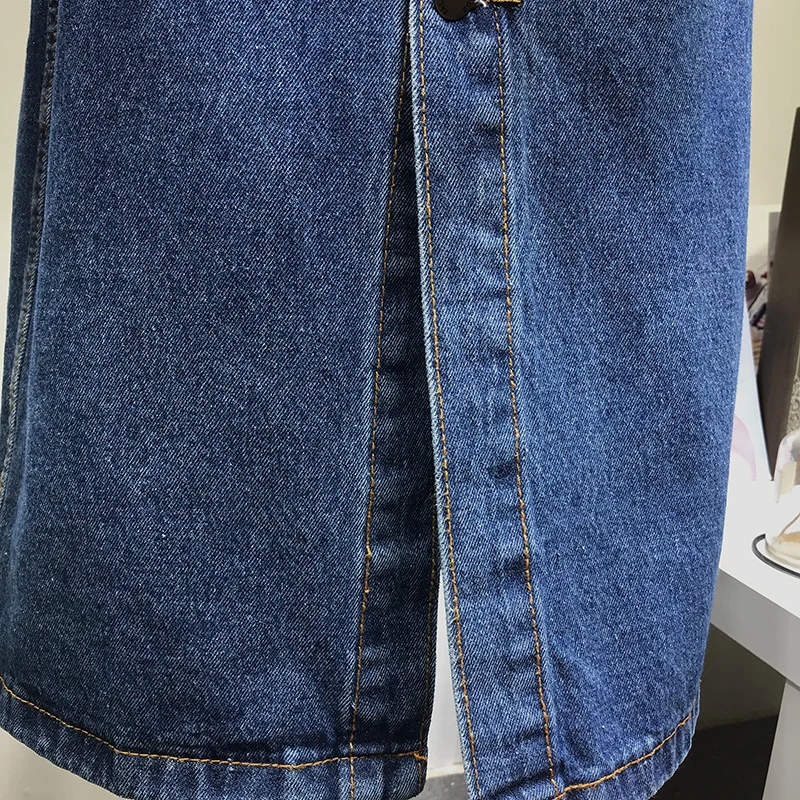 Женские джинсовые юбки 2018 осень высокая талия трапециевидная Повседневная