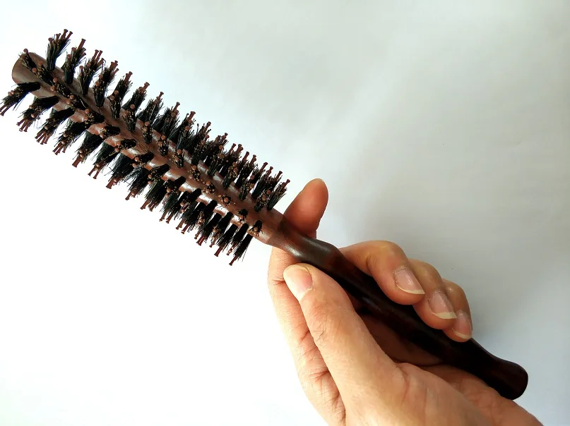 Рулон щетиной из натурального дерева 1 шт. круглая волнистая курчавая Расческа