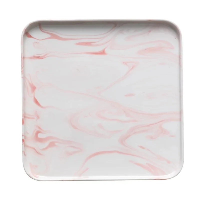 Pink Square L NOOLIM нордическая мраморная тарелка для стейка, блюдо для стейка в западном стиле, керамический квадратный поднос, домашняя тарелка из костяного фарфора для закусок, тарелка для фруктового салата, посуда - Цвет: Pink Square L