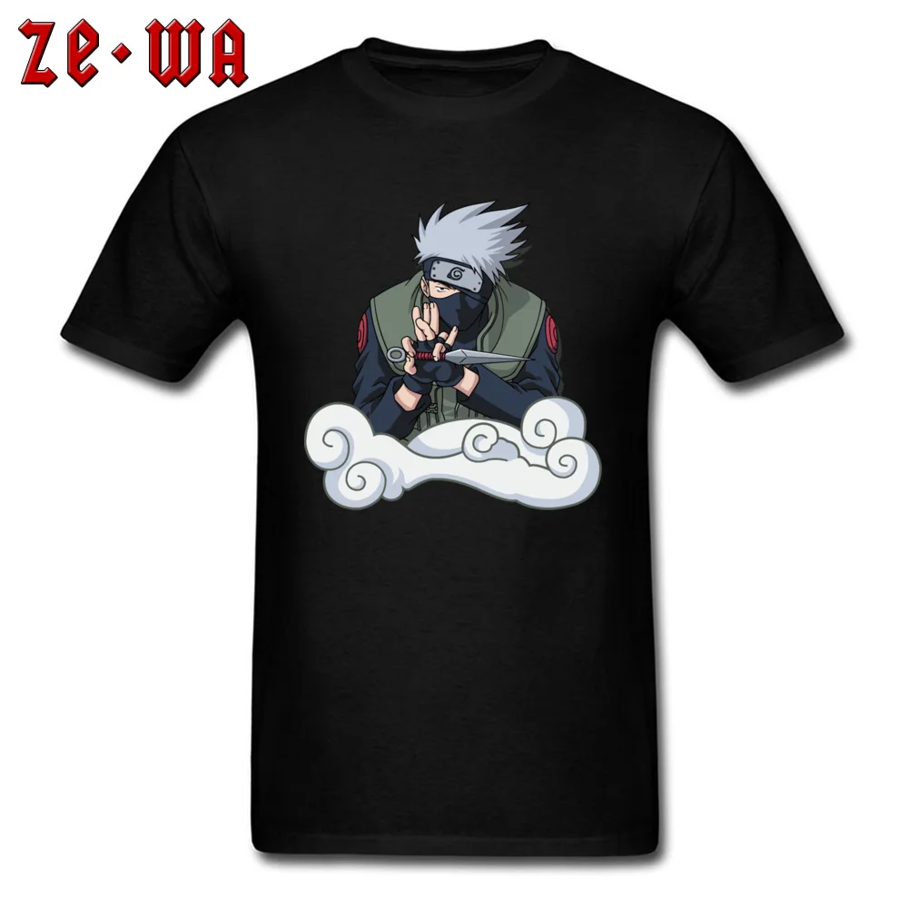 Мужская футболка с круглым вырезом kakashi hatake однотонная хлопковая короткими