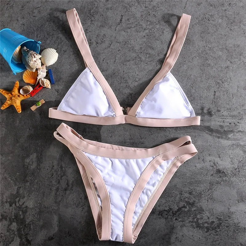 SP &amp CITY простой двухцветный лоскутный набор Пуш-ап бикини сексуальный стринги