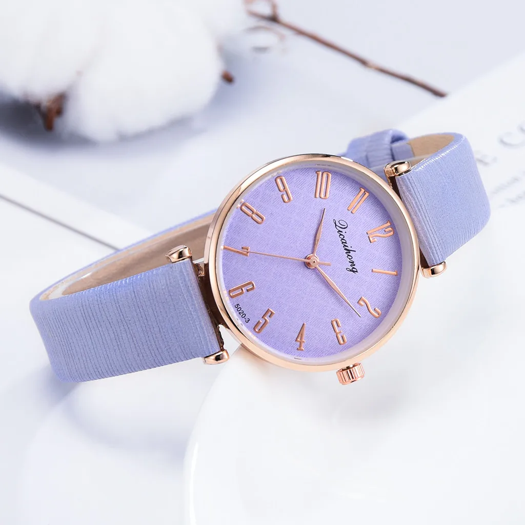 Luxury Watch Women Leather Simple Big Digital Monochrome Trend Plane Dial Belt Quartz Women's Watchrelojes para mujer hot #10 | Наручные
