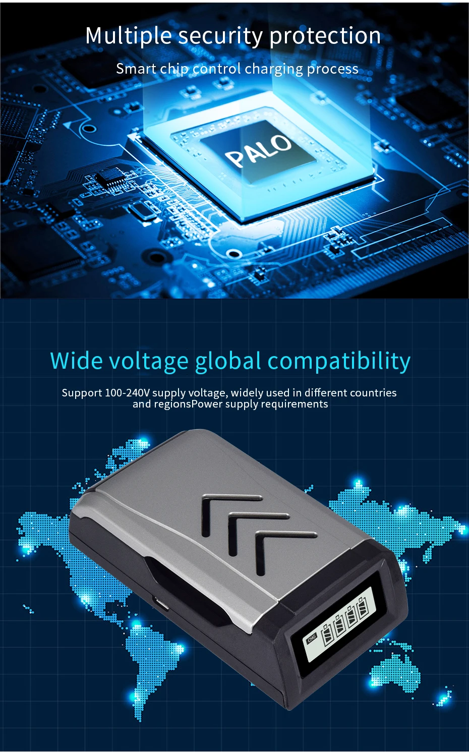 PALO USB Smart интеллигентая(ый) зарадное устройство для батареии АА для AA, AAA, Перезаряжаемые аккумуляторы Ni-Cd 1,2 V аккумуляторная батарея