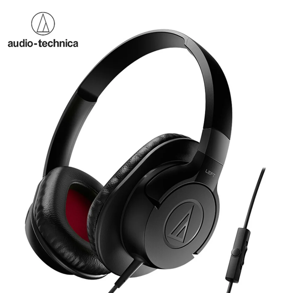 Audio-Technica ATH-AX1iS Накладные наушники портативные гарнитуры 3,5 мм Проводные Игровые наушники с микрофоном для смартфонов - Цвет: Черный