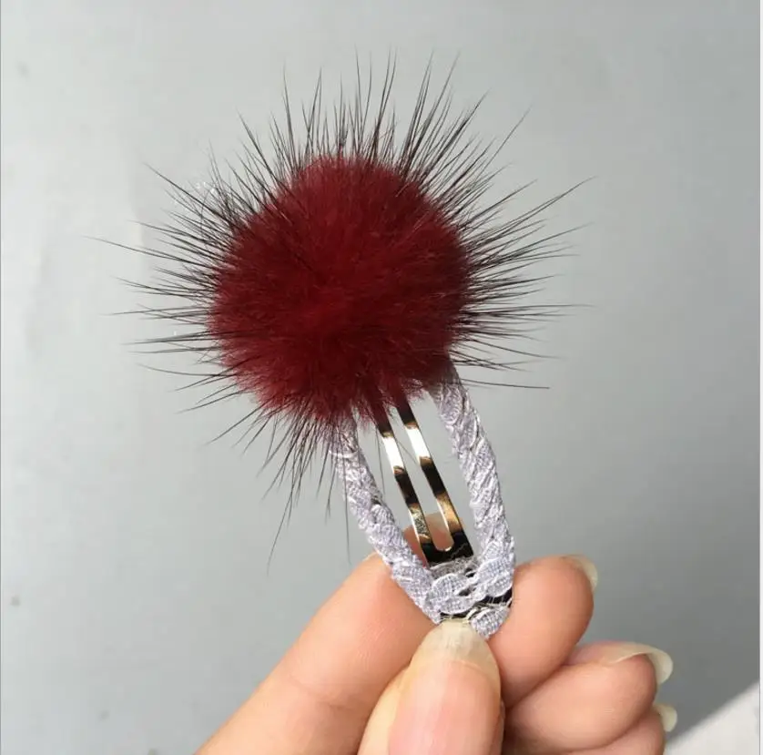 Маленькое платье для малышей andmade Pom с меховыми помпонами заколки для волос для детей с небольшим количеством волос новорожденных девочек аксессуары для волос BB заколки J6