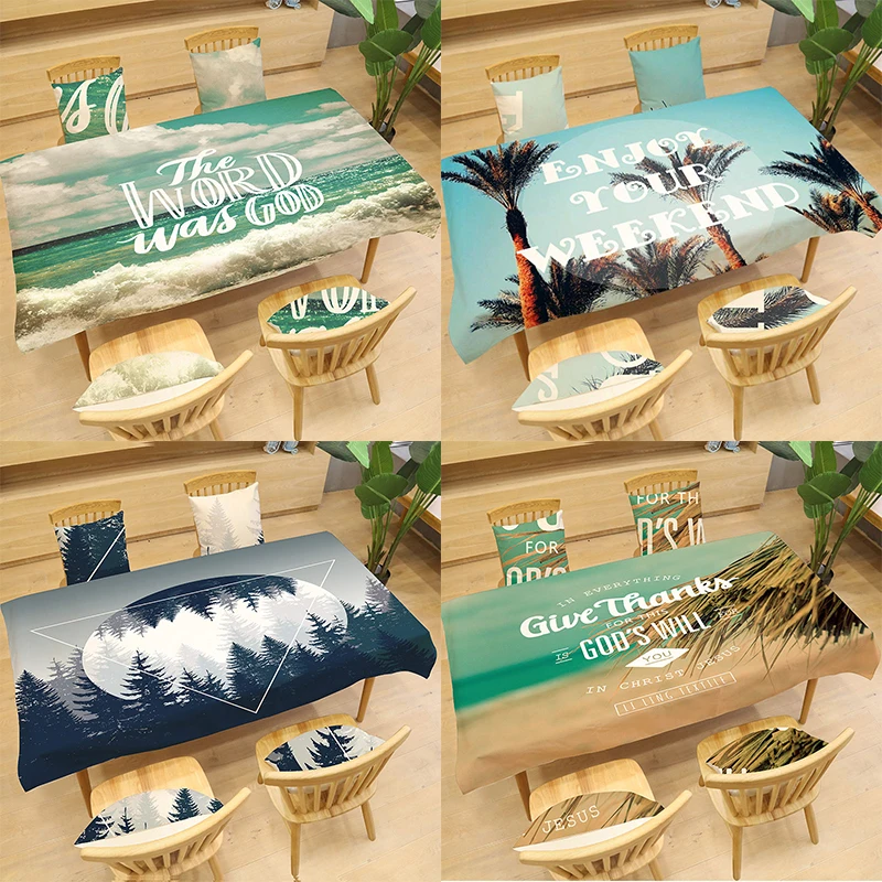 Beautiful Scenery Pattern Tablecloth Printing Rectangular Table Cloth Dining Cover Kitchen Home Decor Hotel Textile | Дом и сад