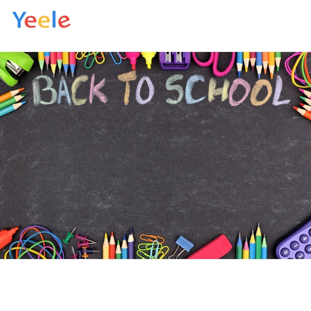 

Yeele Back to School Colorful Pencils Clips Children Photography Backgrounds Photographic Customized Backdrops for Photo Studio