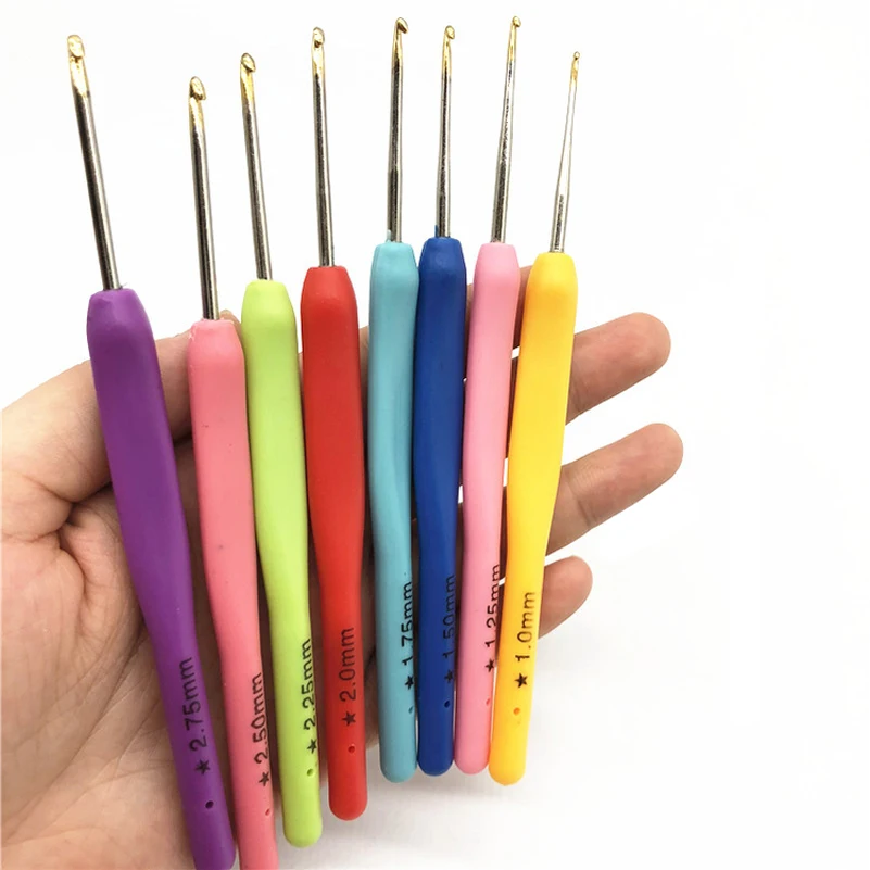 

LMDZ 8Pcs/Set Multicolor Plastic Handle Aluminum Crochet Hooks Knitting Needle Set 1mm-2.75mm Yarn Sweater Weave Craft Tools