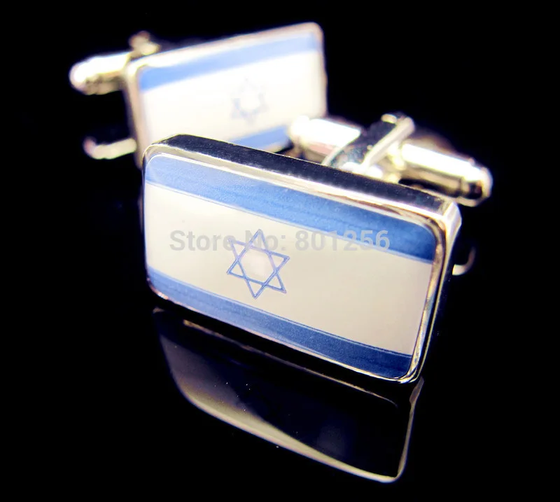 Запонки iGame с флагом синий цвет флаг Израиля дизайн бесплатная доставка|cuff