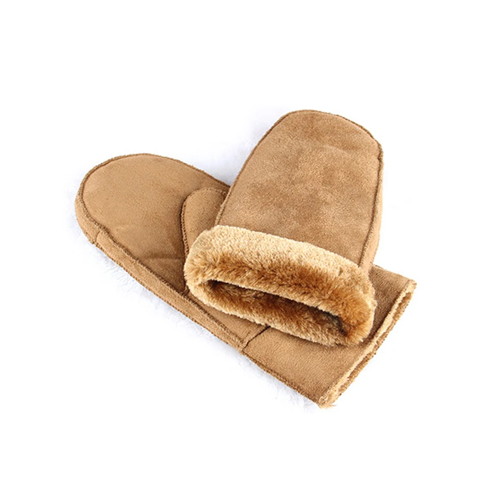 Женские плюшевые хлопковые перчатки из искусственной замши утепленные
