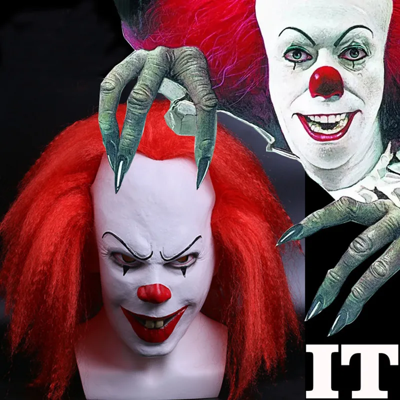 Красные волосы страшный латекс 1990 Стивен Кинг это клоун Pennywise Вечерние Маски