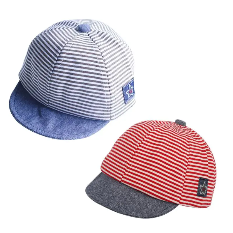 Летняя модная Милая Детская полосатая шапка из смеси хлопка Детский