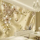Роскошные золотые 3D украшения в европейском стиле с изображением цветов, дамасский узор, фоновое украшение, Настенные обои для гостиной, домашний декор