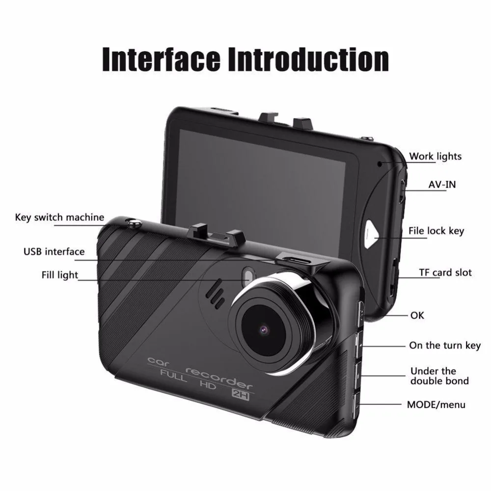 Оригинальный Двойной объектив тире Камера 3 дюймов Dashcam Новатэк 96658 видео