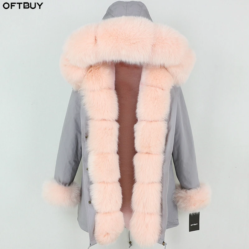 OFTBUY/2021 зимняя куртка Женское пальто с натуральным мехом длинная парка большим