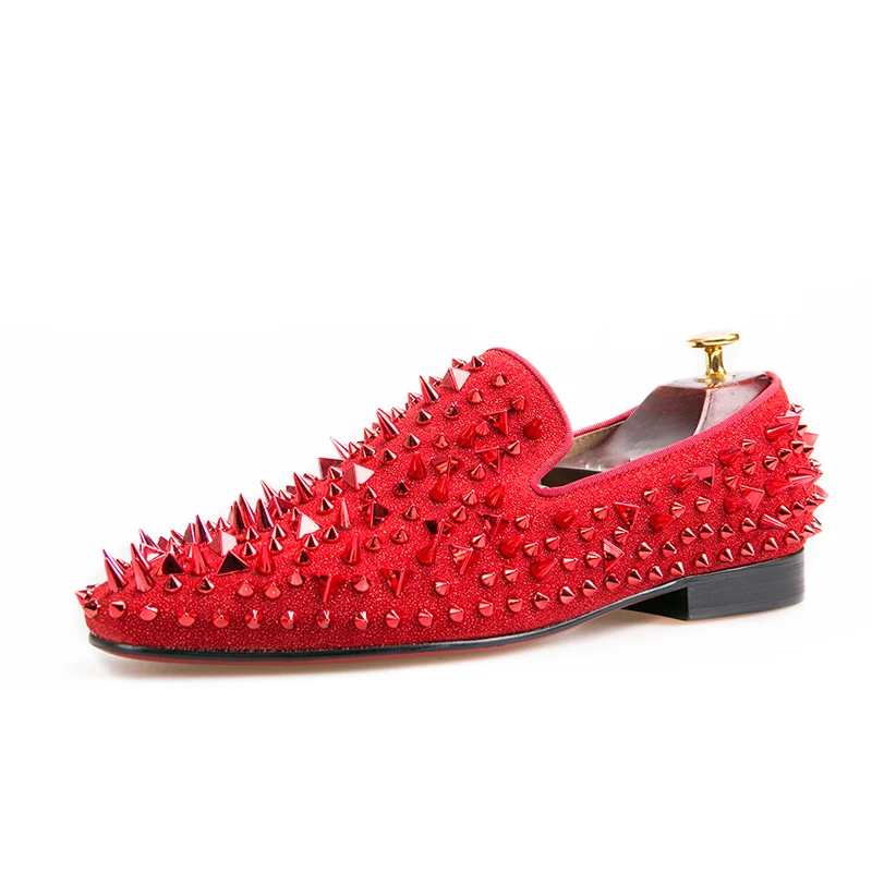 Мужские лоферы с заклепками Jeder Schuh красные повседневные туфли из тисненой кожи