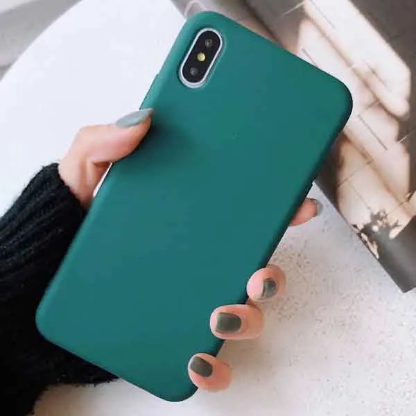 Милые однотонные Чехлы LOVECOM для телефонов iPhone XS Max XR 6 6 S 7 8 Plus X XS, мягкий силиконовый Простой Модный чехол - Цвет: Green