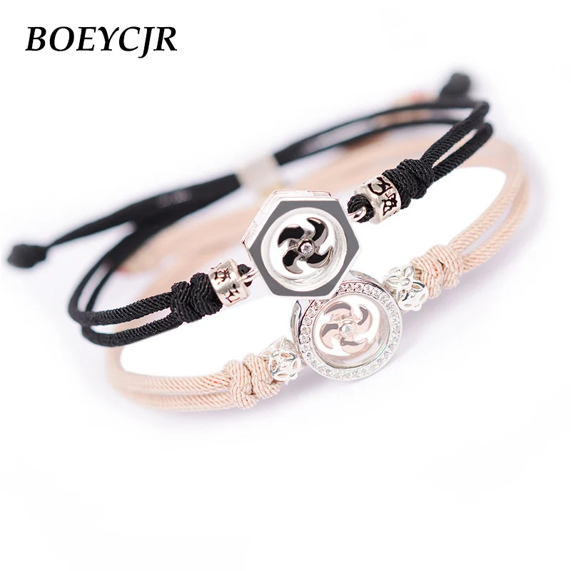BOEYCJR, S925 серебро, пара, новинка, вращающаяся ветряная мельница, удача, плетеная веревка, энергетические браслеты и браслеты для мужчин и женщин