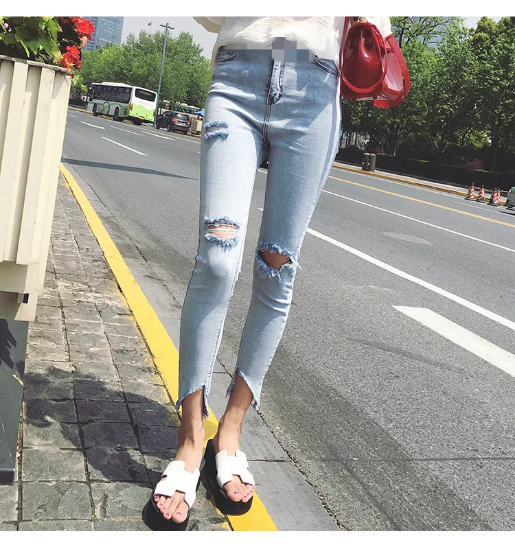 Джинсы для беременных штаны с дырками обтягивающие женские джинсовые Леггинсы