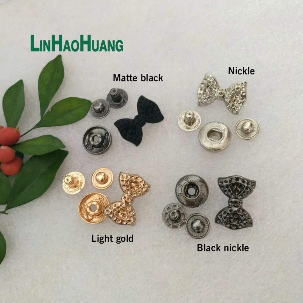 

40sets/lot 22mm High quality four part zinc alloy metal button spring snap button butterfly snap fasteners 4 colors Button-22MM