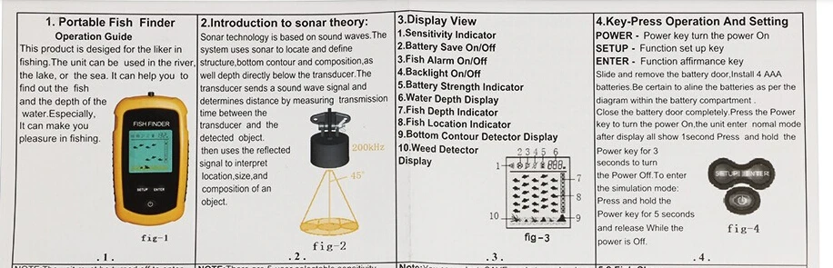Эхолот рыболокатор водонепроницаемый портативный эхолот с сигнализацией 100 м
