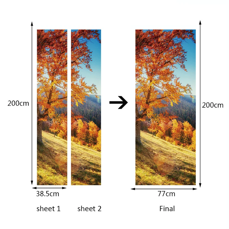 Креативные наклейки на дверь в виде осенних листьев обои стиле ландшафта для