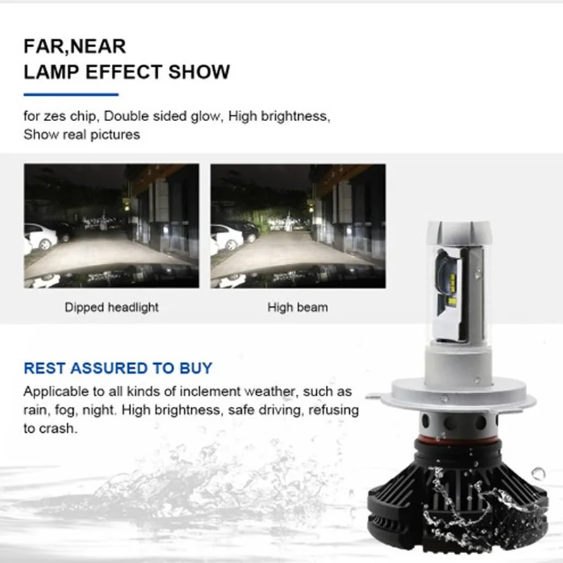 FLYCAR супер яркая светодиодная лампа для фар H1 H3 H4 H7 H8/H9/H11 H27 880 881 9005 HB3 9006 HB4 9007 HB5 Turbo