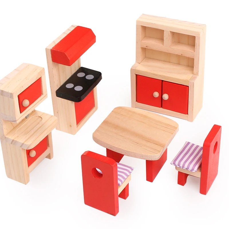 Деревянная мебель игрушки имитация миниатюрного кукольного домика деревянная