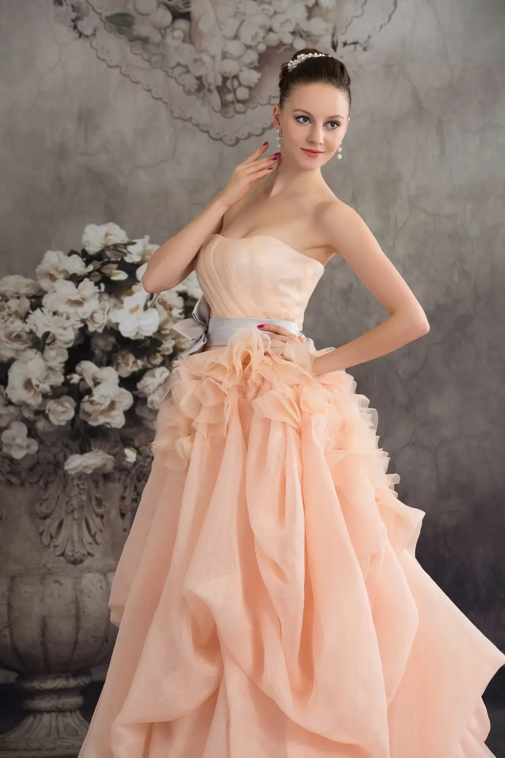 Современная рюшами из органзы quinceanera платья узелок sweet 16 нестандартного размера