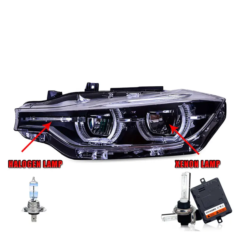 Halogen HighBeam 2 шт. светодиодный фары для 3 серии F30 12-16 Автомобильный светодиодный свет двойной ксеноновые линзы автомобильные аксессуары Габаритные огни противотуманные фары - Цвет: Halogen HighBeam