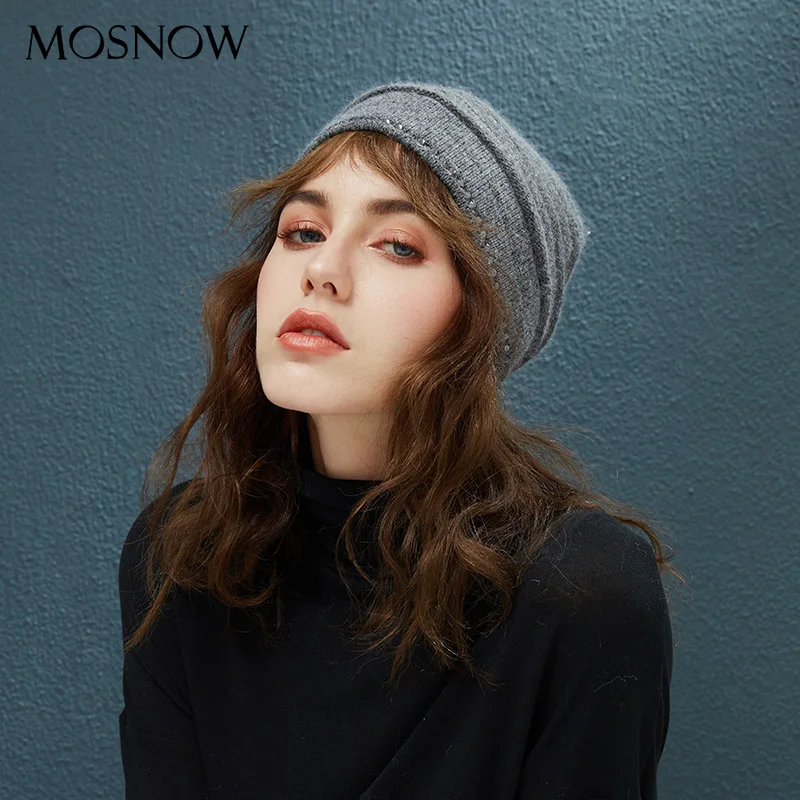 Winter Hats With Diamond Decor Hat Female Autumn Beanie For Women's Wool Knitted Warm Caps 2019 New Fashion Skullies Beanies |