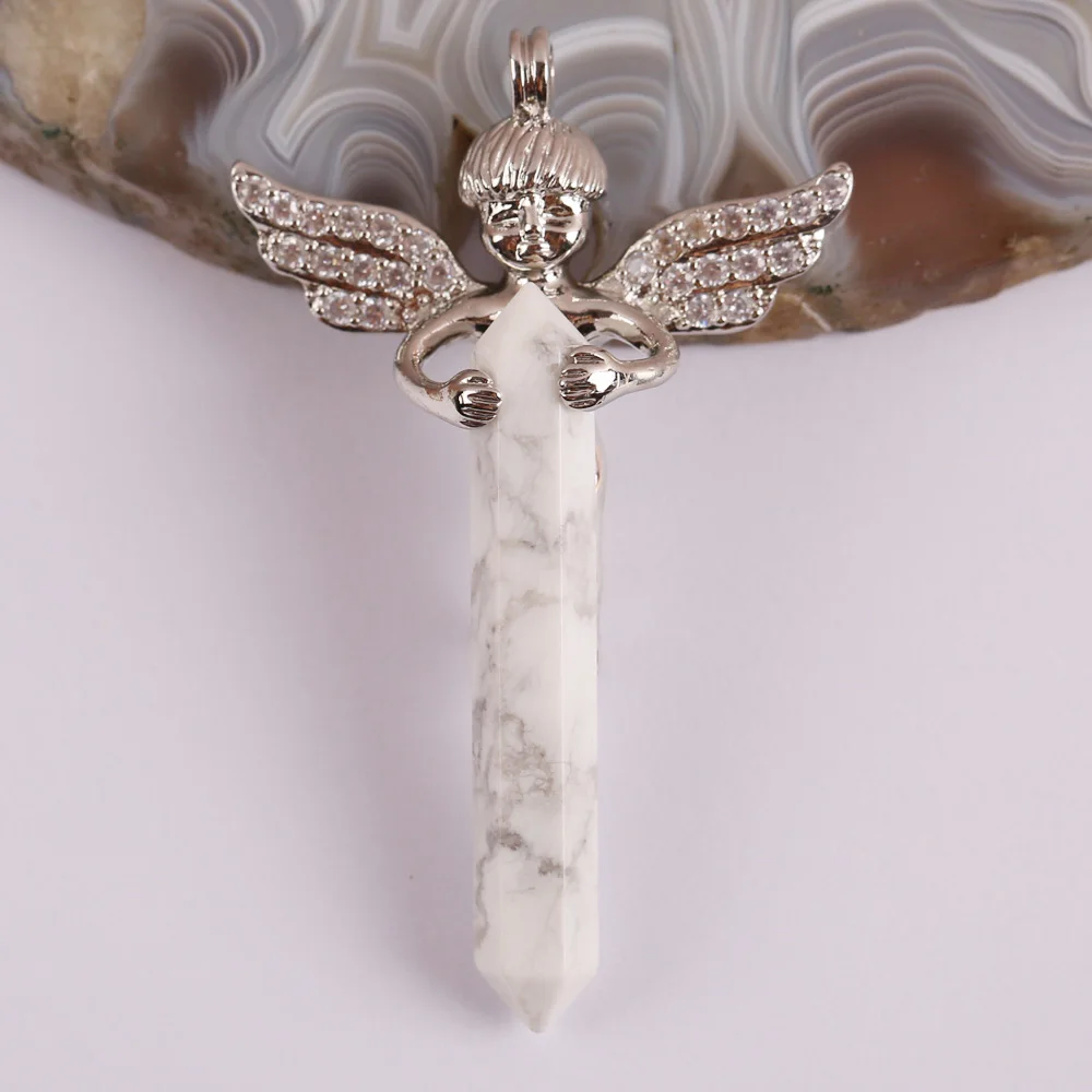 Белый камень Howlite бусина драгоценный подвеска Счастливый Ангел ювелирные