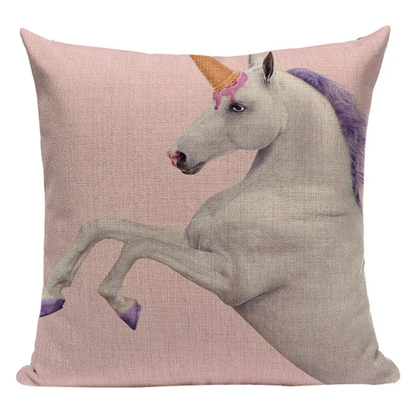 Розовая синяя фиолетовая наволочка для подушки в виде змеи единорога хлопковая