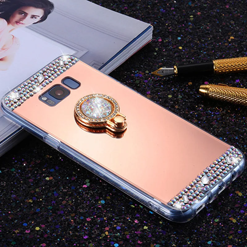 Зеркальный блестящий чехол для Samsung Galaxy S10 S10e J4 J6 Plus A7 A9 2018 A9s Star pro модный кольцевой