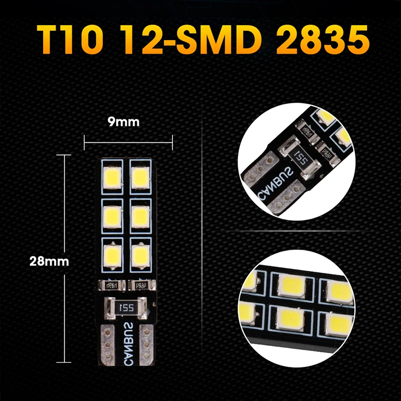 HLXG 10x W5W LED Parking T10 SMD DC резервный задний фонарь 168 192 194 2825 Поворотная сигнальная