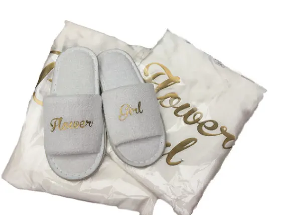 Блестящие атласные пижамные халаты на заказ для невесты подружки с тапками|robe