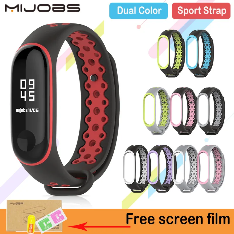 Новейший спортивный ремешок Mijobs для Xiaomi Mi Band 3 цветной браслет Miband Сменные