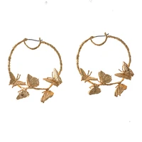 new hoop earrings alloy butterfly earrings female fashion earrings round circles women jewelry pendant luxurious