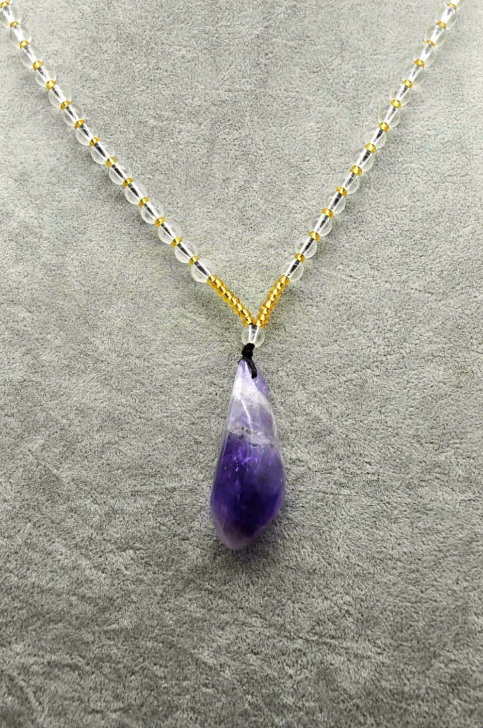 Юмбен ожерелье из натурального аметиста кулон Белый Кристалл бисера цепь Bijoux Femme