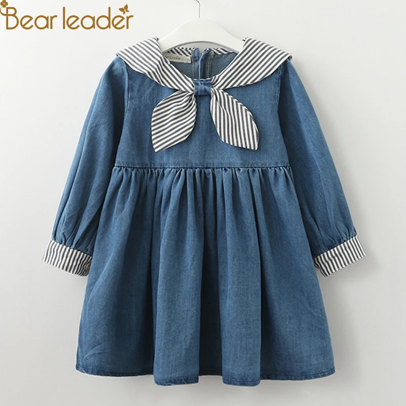 Bear Leader/джинсовое платье для девочек; коллекция года; комплект одежды для детей; Осенняя повседневная одежда для девочек; платье; детская одежда