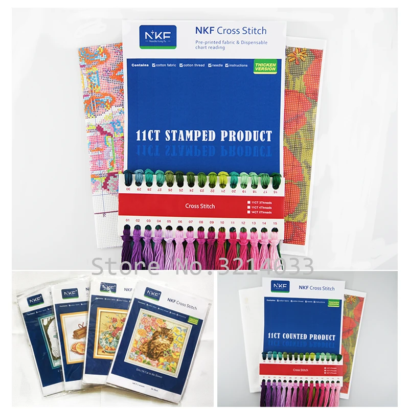 Набор для вышивки крестиком NKF с рисунком трех пингвинов и животных ручная работа