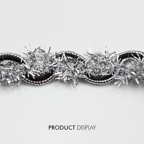 Кружевная лента серебристая Черная Плетеная украшение металлическая отделка