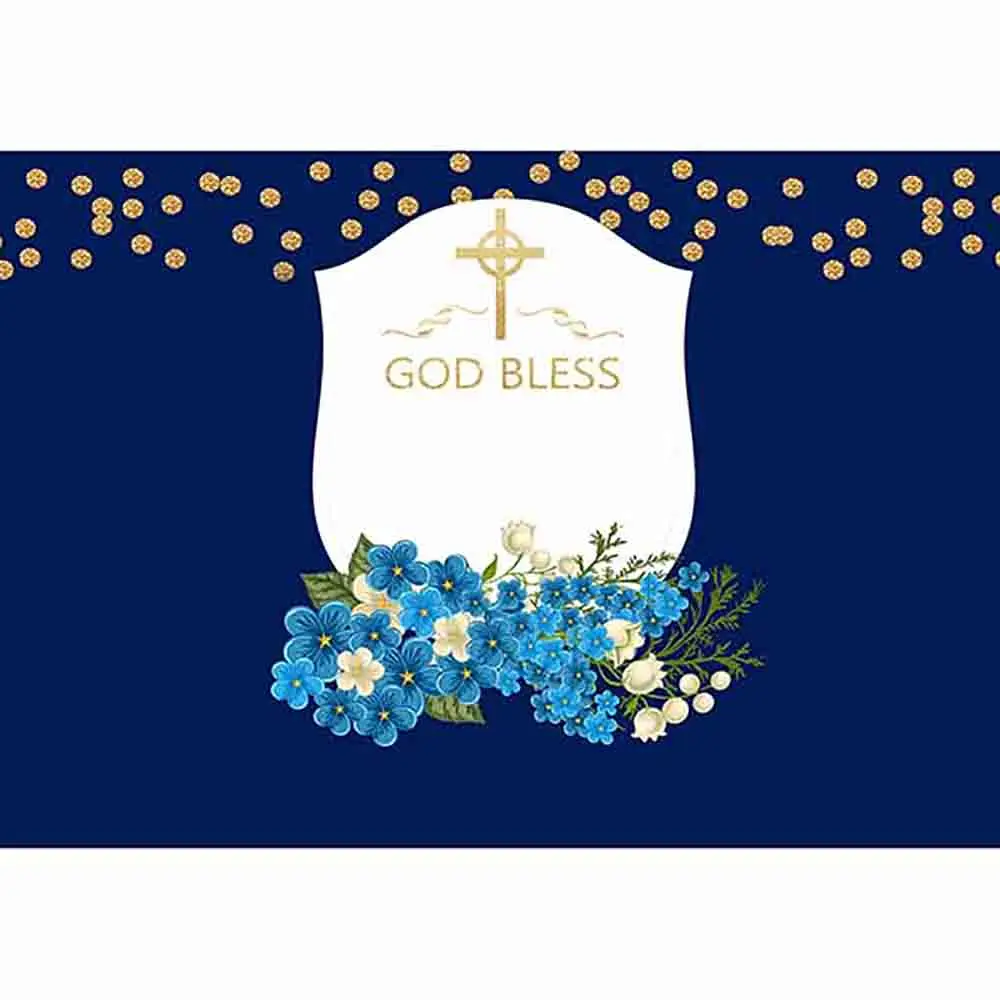 Allenjoy детский фон для фотосъемки сине-белые цветы Золотой горошек Крест Бог