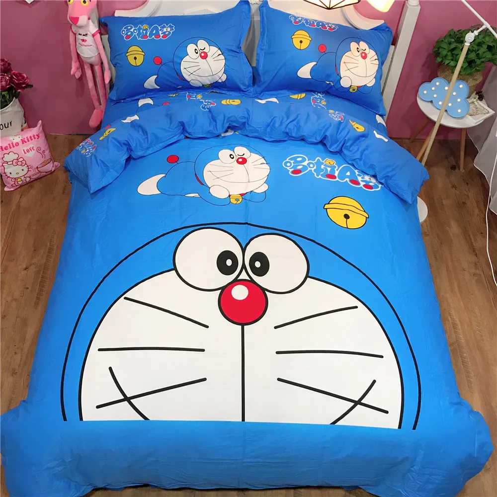Модный мультяшный Кот 3d набор постельных принадлежностей для дома Doraemon Печатный дети спальня хлопок постельное белье 4 шт. пододеяльник простыня наволочки
