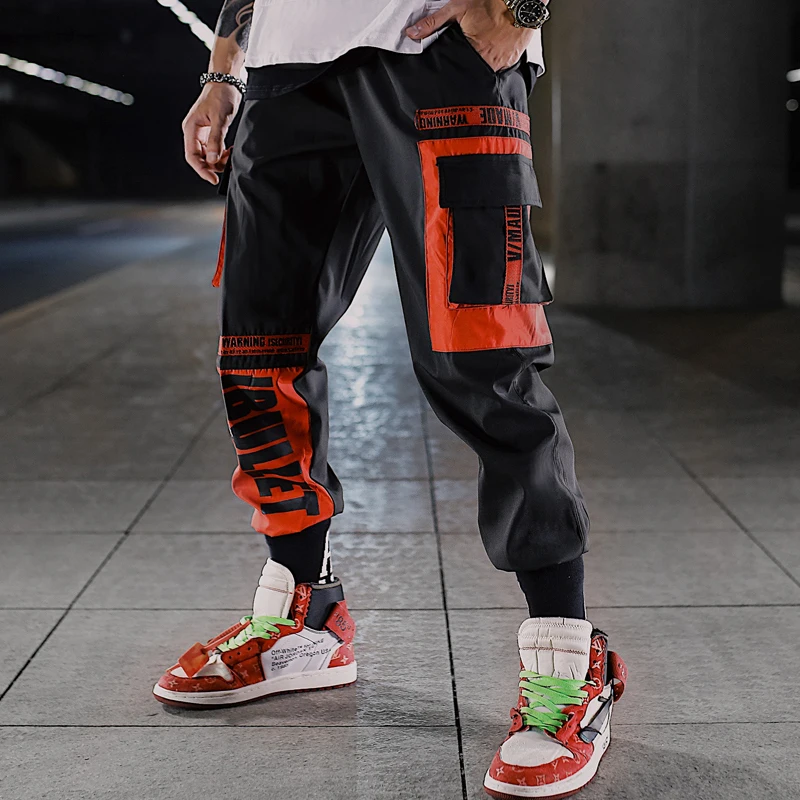 

Casual men's beam harem pants Patchwork Hip Hop Men's Dance Pants loose sports pants streetwear Cargo Joggers trousers