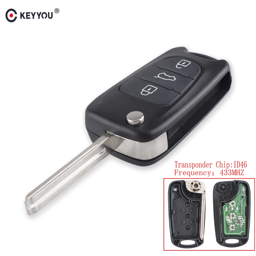 Брелок KEYYOU с 3 кнопками дистанционного управления для Hyundai 2011 2013 YF Sonata 433 МГц чип ID46