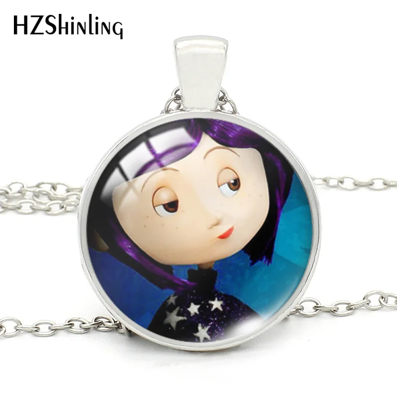 Coraline For Women Any Gift Fashion Silver Plated Glass Necklace Coraline Ghost MAMA Movie Pattern Glass Jewelry Gifts - Окраска металла: 3