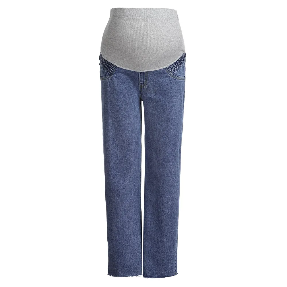 

Pregnant Woman Ripped Jeans Maternity Pants Trousers Nursing Prop Belly Legging L318