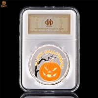 2019 halloween souvenir coin silver plated witch pumpkin grimace happy halloween challenge token coin collection wpccb holder