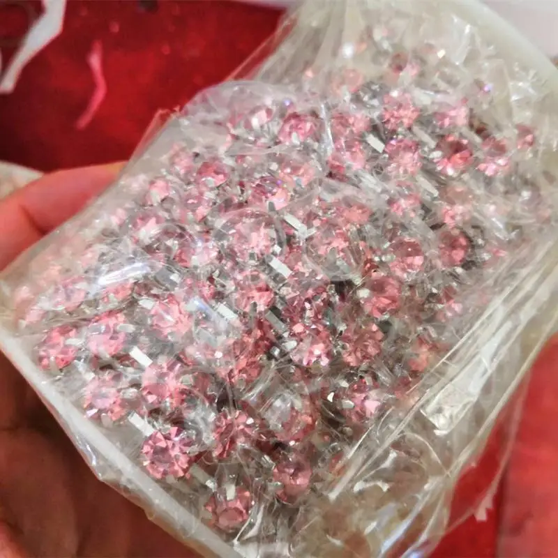 lt pink Высокое качество, много цветов, ss28, ss38, 45ss хрустальные стразы, круглая цепочка, серебряная основа для ювелирных изделий, изготовления платьев - Цвет: lt pink